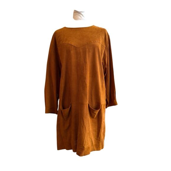 Isabel Marant Goat Suede Mini Shift Dress Size 40 US 8 Leather Tan - Picture 4 of 15
